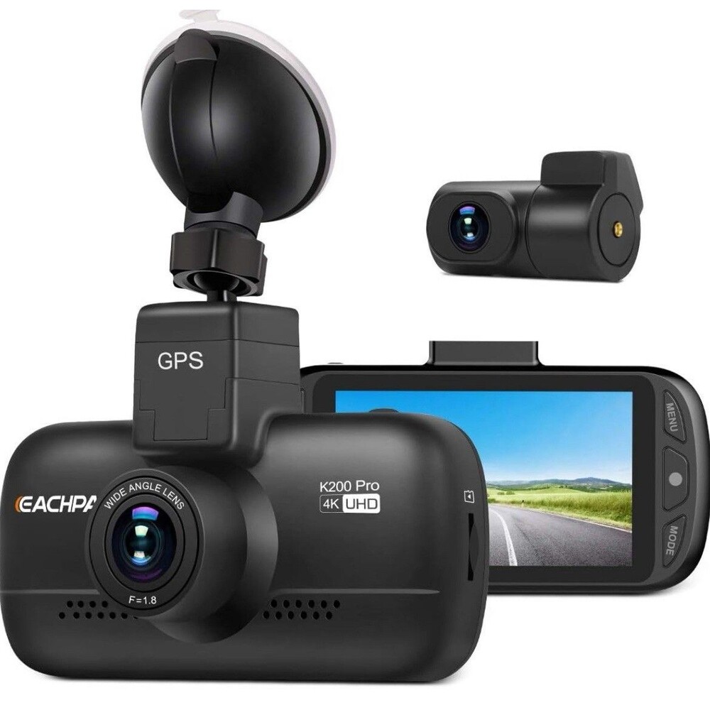 EACHPAI K200 Pro 4K Dash Cam Dual Front & Back Camera UHD WiFi Night Vision GPS